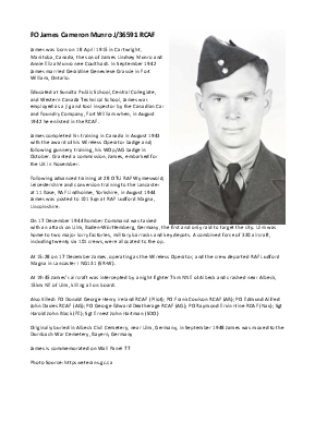 A preview of a PDF biography for Munro, James Cameron